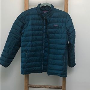 Kids ocean blue Patagonia full zip puffer